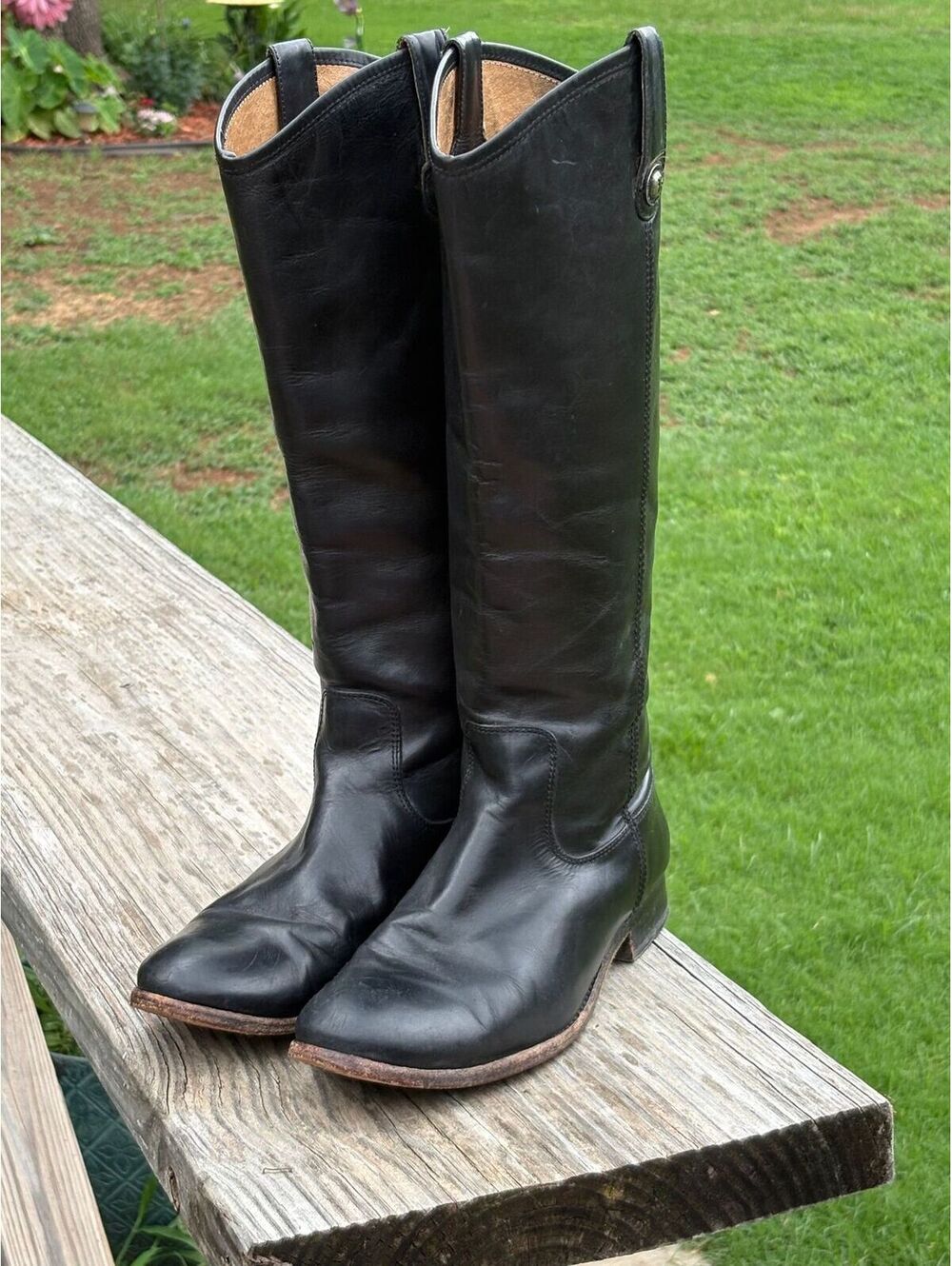 Frye Melissa Button 2 Pull On Black Riding Boots 3475447 Women's 10B